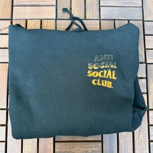 Anti Social Social Club Black Hoodie with Yellow Logo